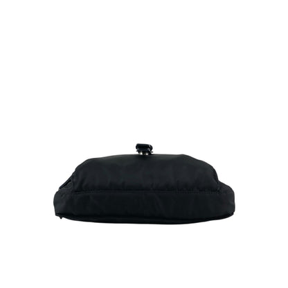 PRADA Tessuto Triangle Logo Front Buckle Shoulder bag Black Vintage mkij8a