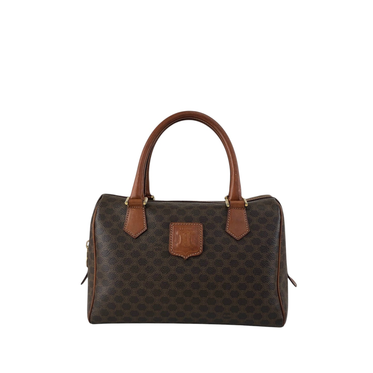 CELINE Macadam Blason Handbag Boston bag Brown Vintage u6p2h4