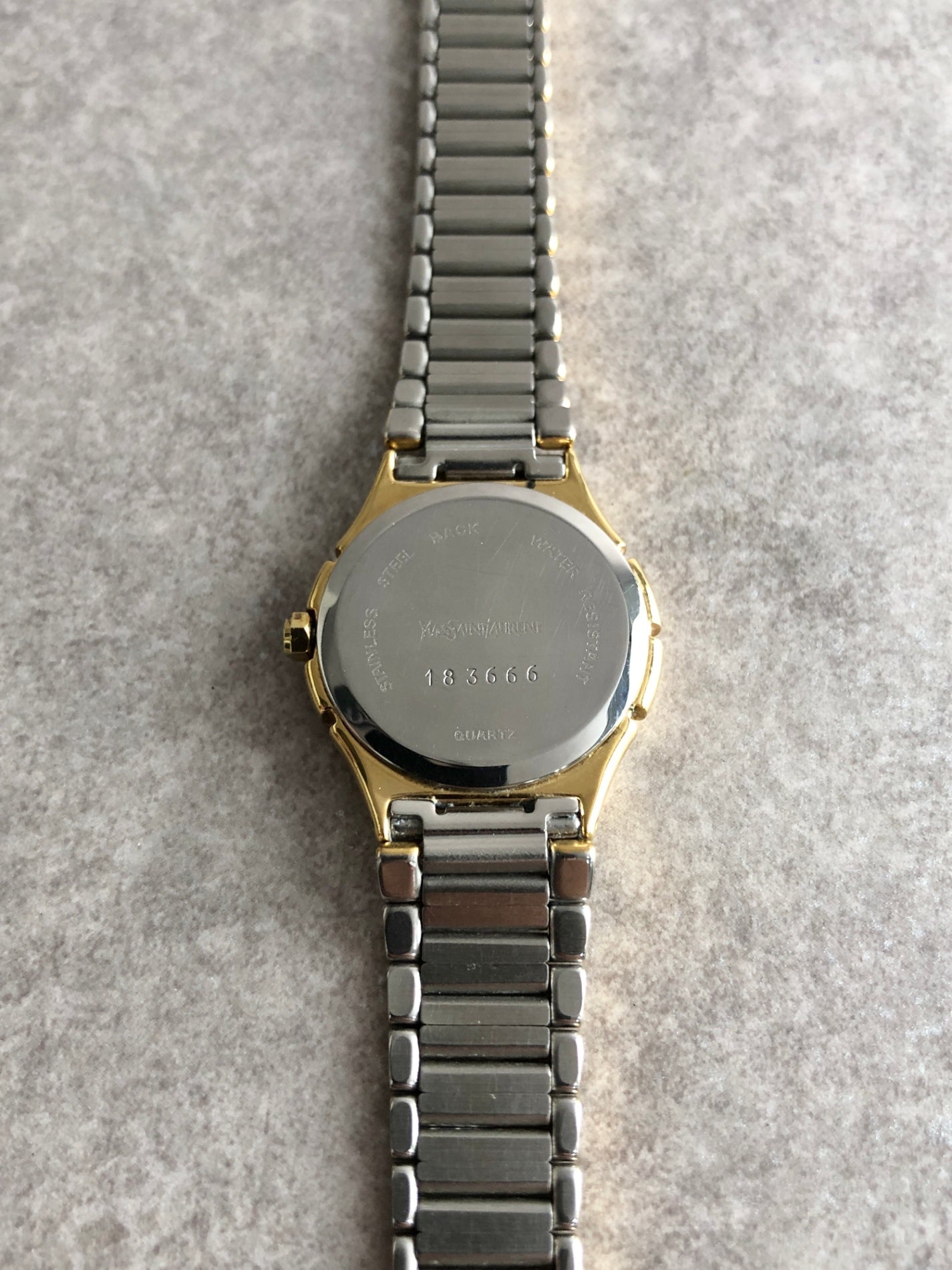 Yves Saint Laurent YSL Logo Watch Silver×Black Vintage as4e87