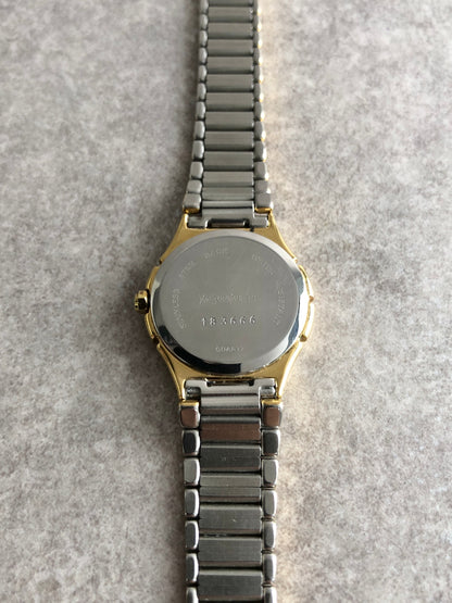 Yves Saint Laurent YSL Logo Watch Silver×Black Vintage as4e87