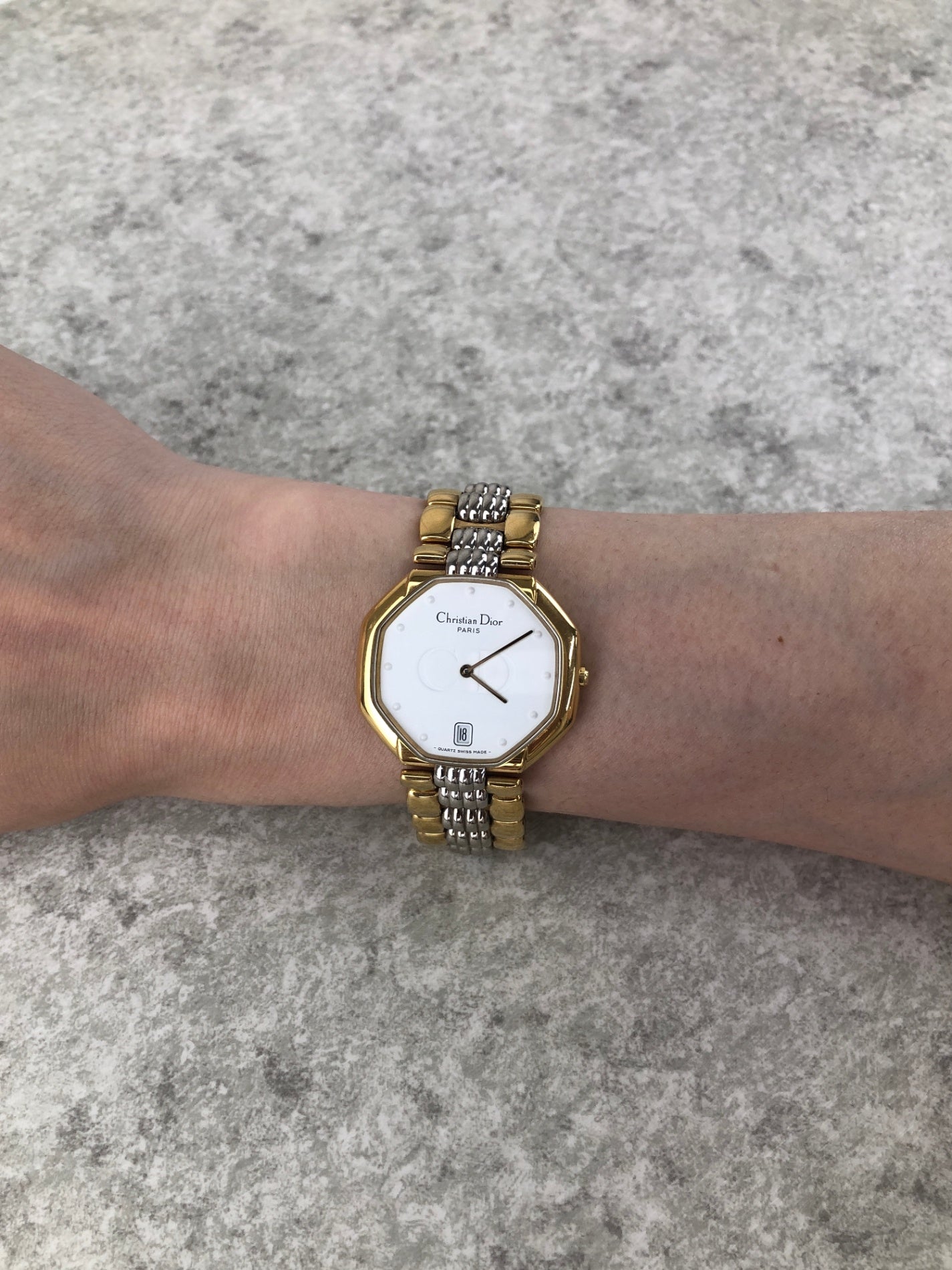 Christian Dior Quartz Watch Silver Gold Vintage 45.134 6jityc