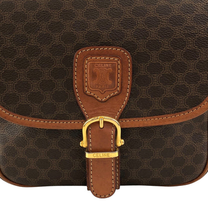 CELINE Macadam Front Buckle Shoulder bag Brown Vintage 5zhw5w