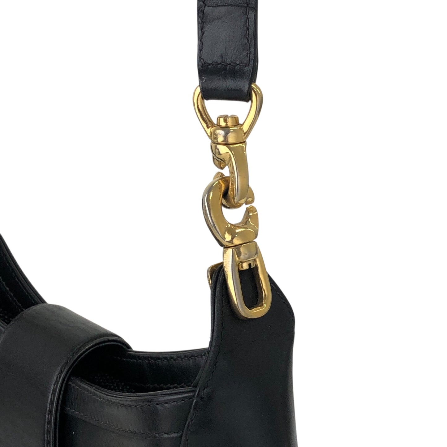 CELINE Blason Turn Lock Shoulder bag Black Vintage rpzpkc