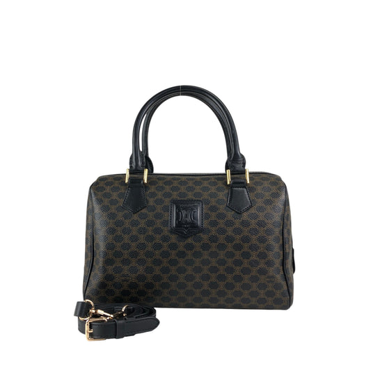CELINE Macadam Blason Two-way Small Boston bag Shoulder bag Black Vintage d4zwjm