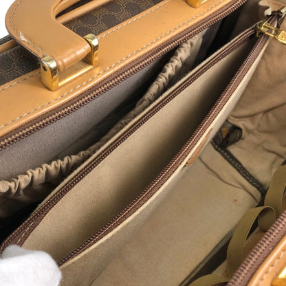 CELINE Macadam Blason Two-way Handbag Shoulder bag Brown Vintage kawj4u