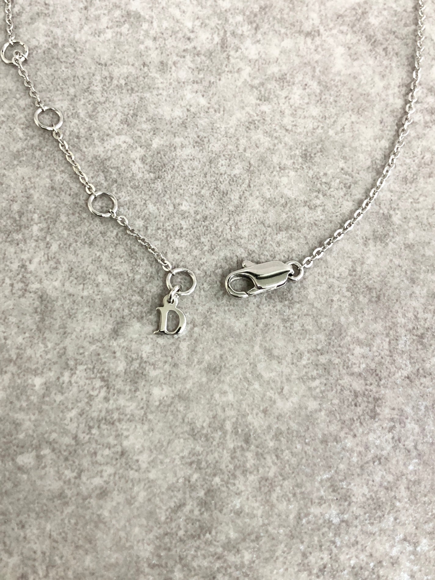 Christian Dior Logo Motif Rhinestone Necklace Silver Vintage 7cngfa