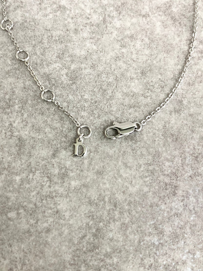 Christian Dior Logo Motif Rhinestone Necklace Silver Vintage 7cngfa