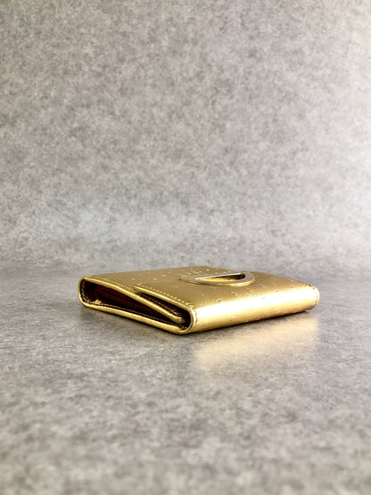 Christian Dior Logo Folded Wallet Gold Vintage fcvxty