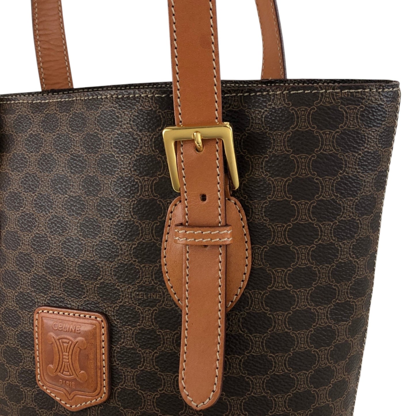 CELINE Macadam Blason Handbag Totebag Brown Vintage 6pe5na