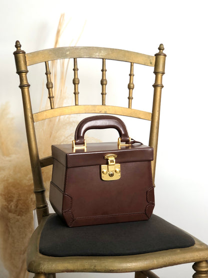 GUCCI Handbag Vanity bag Brown Vintage kj32bu