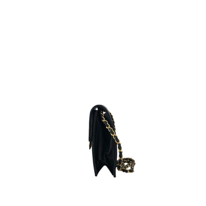 CHANEL Matelasse Coco Mark Turn Lock Chain Shoulder bag Black Vintage tjbcjh