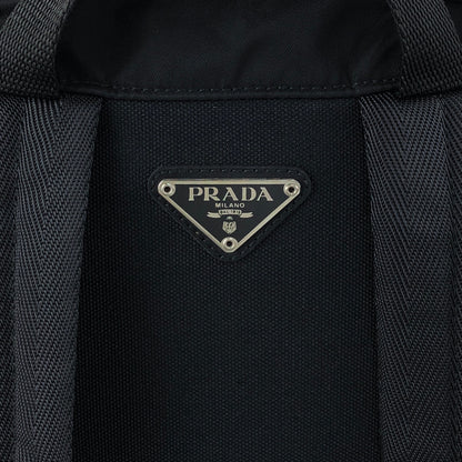 PRADA Tessuto Triangle Logo Front Buckle Backpack Black Vintage 8na4hp