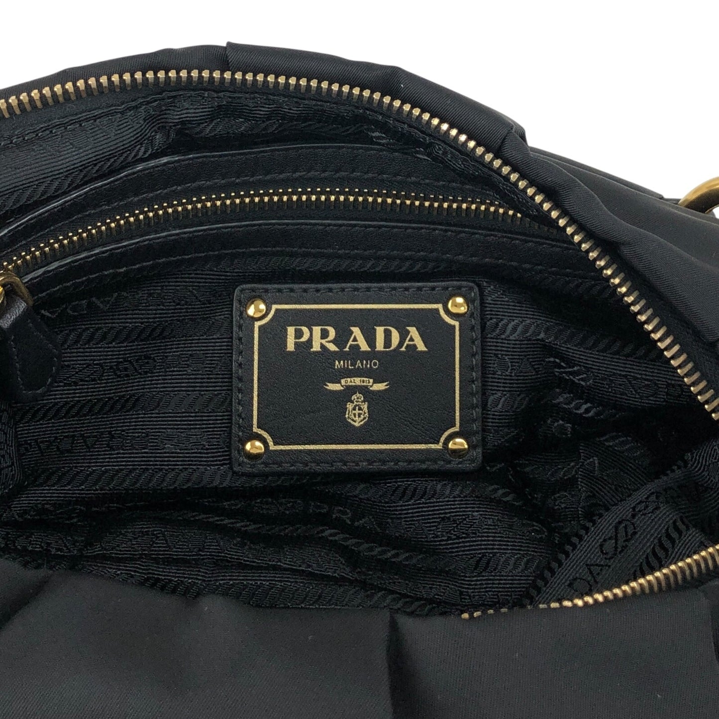 PRADA Tessuto Triangle Logo Shoulder bag Hobobag Black Vintage e3vera