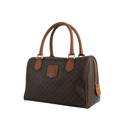 CELINE Macadam Blason Small Boston bag Handbag Brown Vintage akh2uk