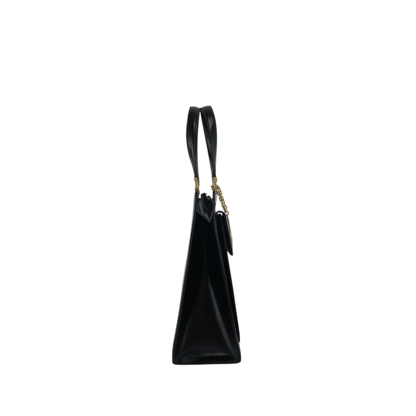 Yves Saint Laurent Logo Charm Handbag Black Vintage 7mza73