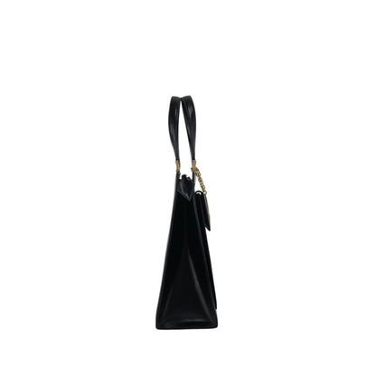 Yves Saint Laurent Logo Charm Handbag Black Vintage 7mza73