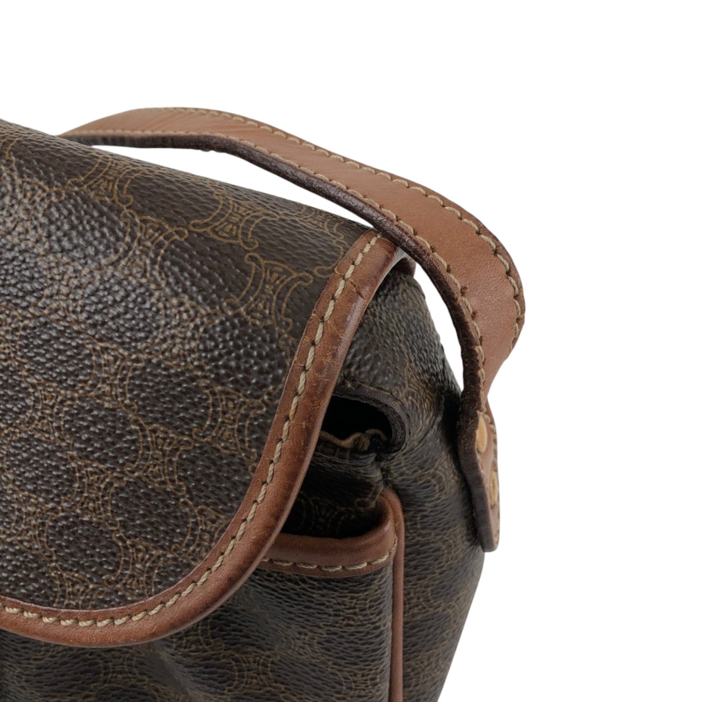 CELINE Macadam Front Buckle Shoulder bag Brown Vintage hkdpre