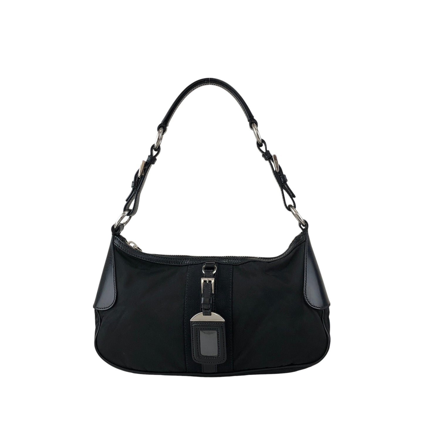 PRADA Tessuto Triangle Logo Shoulder bag Black Vintage prm6ap