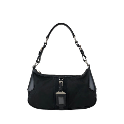 PRADA Tessuto Triangle Logo Shoulder bag Black Vintage prm6ap