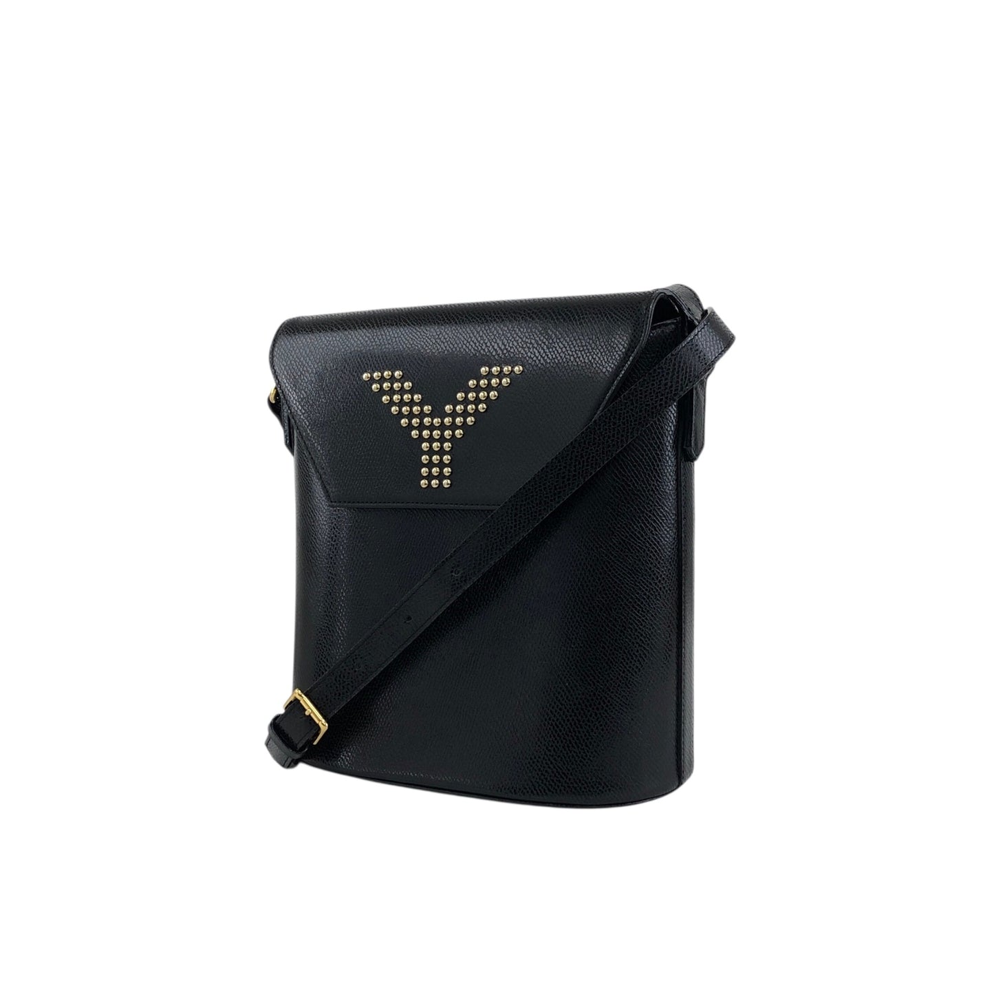 Yves Saint Laurent Logo Stitch Shoulder bag Black Vintage umrsfj