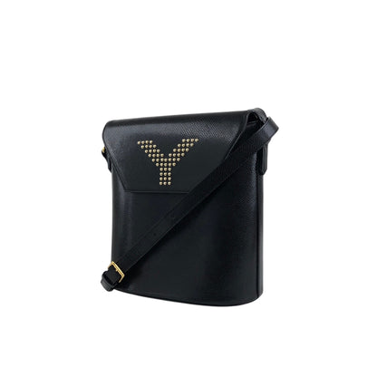 Yves Saint Laurent Logo Stitch Shoulder bag Black Vintage umrsfj