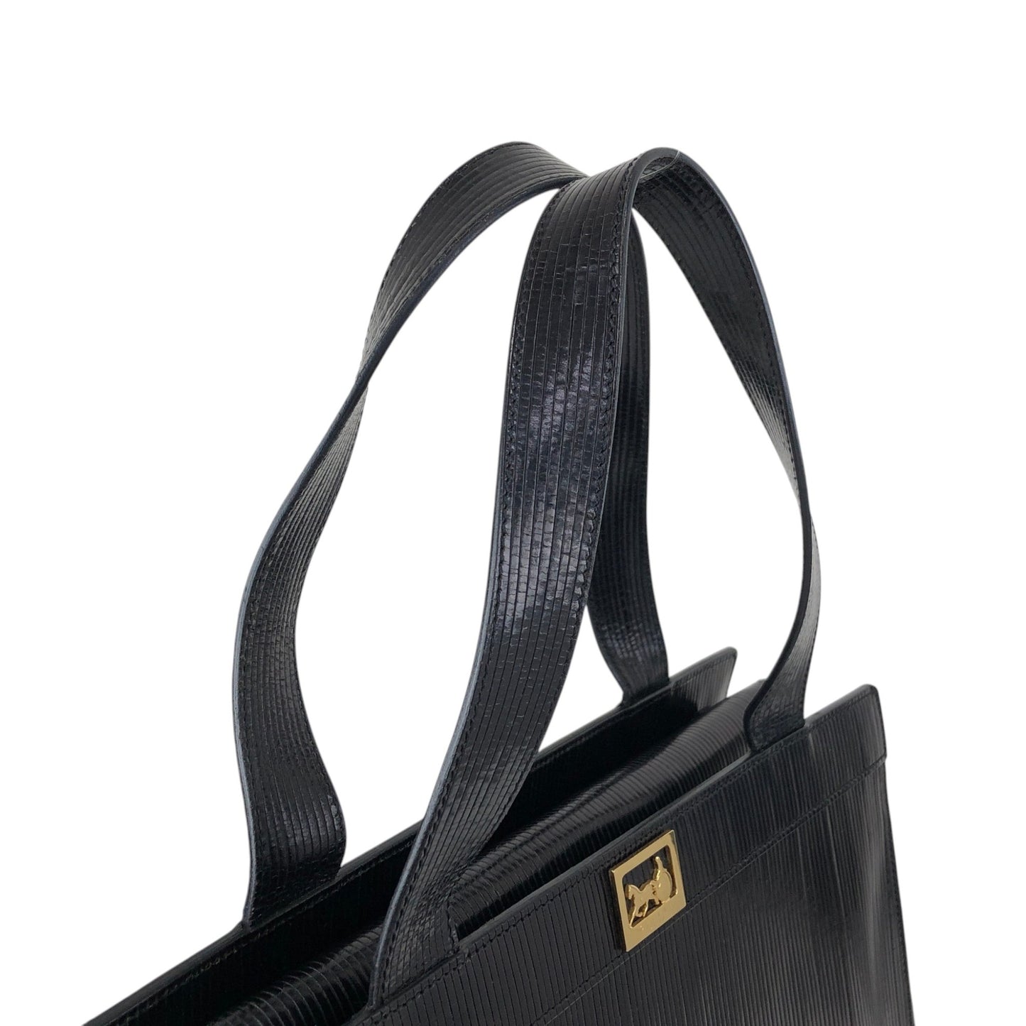 CELINE Horse Carriage Two-way Handbag Shoulder bag Black Vintage 3v3pu8