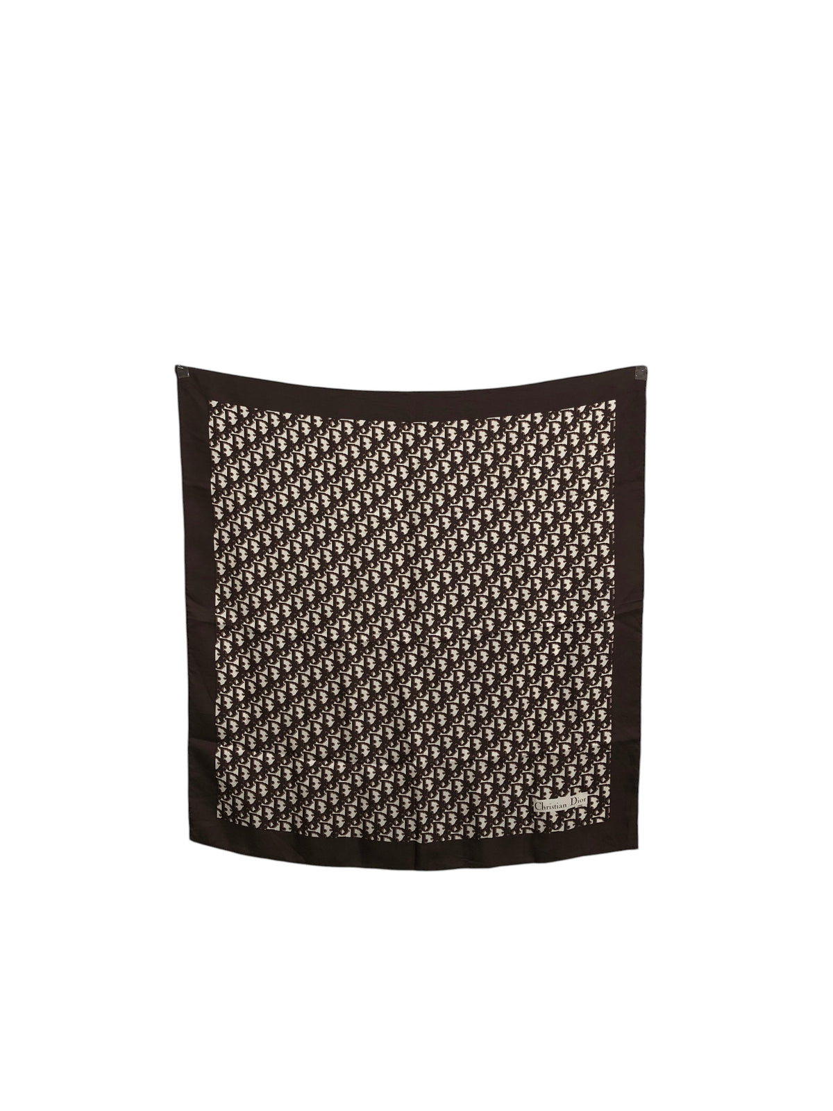 Christian Dior Trotter Silk Scarf Brown×White Vintage uya24z