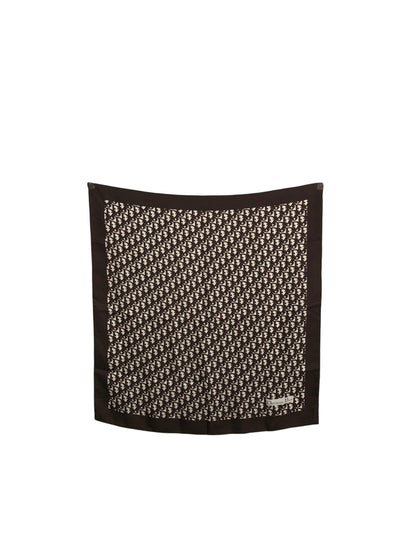Christian Dior Trotter Silk Scarf Brown×White Vintage uya24z