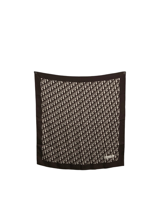 Christian Dior Trotter Silk Scarf Brown×White Vintage uya24z