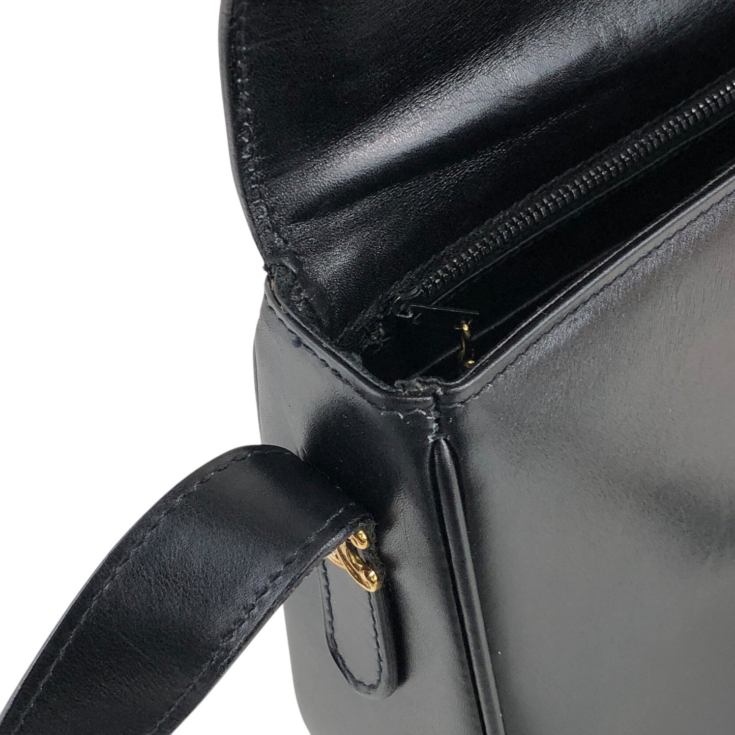 CELINE Triomphe Shoulder bag Black Vintage n24pjw