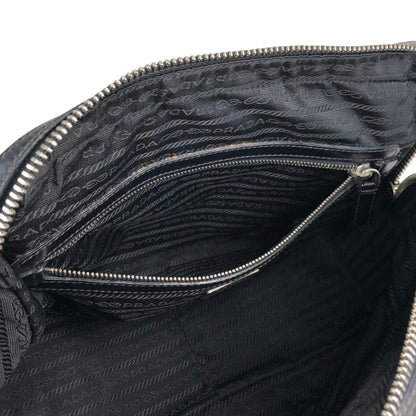 PRADA Tessuto Triangle Logo Small Boston bag Handbag Black Vintage vv4j5d