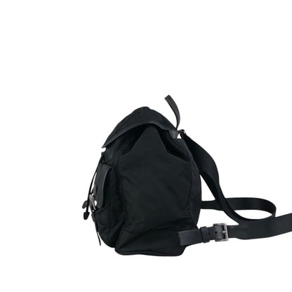 PRADA Tessuto Triangle Logo Double Pocket  Backpack Black Vintage cz4rjs