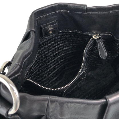 PRADA Logo Shoulder bag Hobobag Black Vintage pbitjd