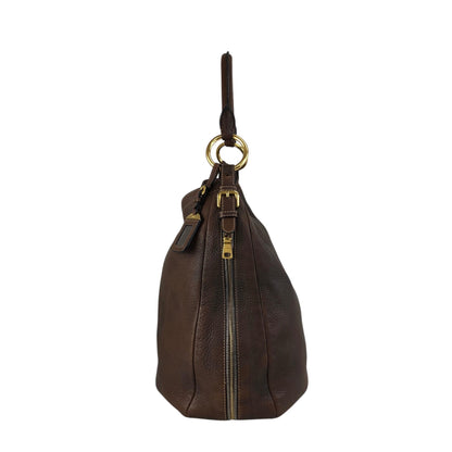 PRADA Triangle Logo Shoulder bag Hobobag Brown Vintage ajvtv2