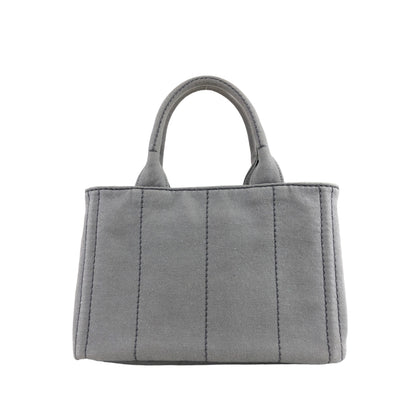 PRADA Canapa Two-way Handbag Shoulder bag Gray Vintage eyughm