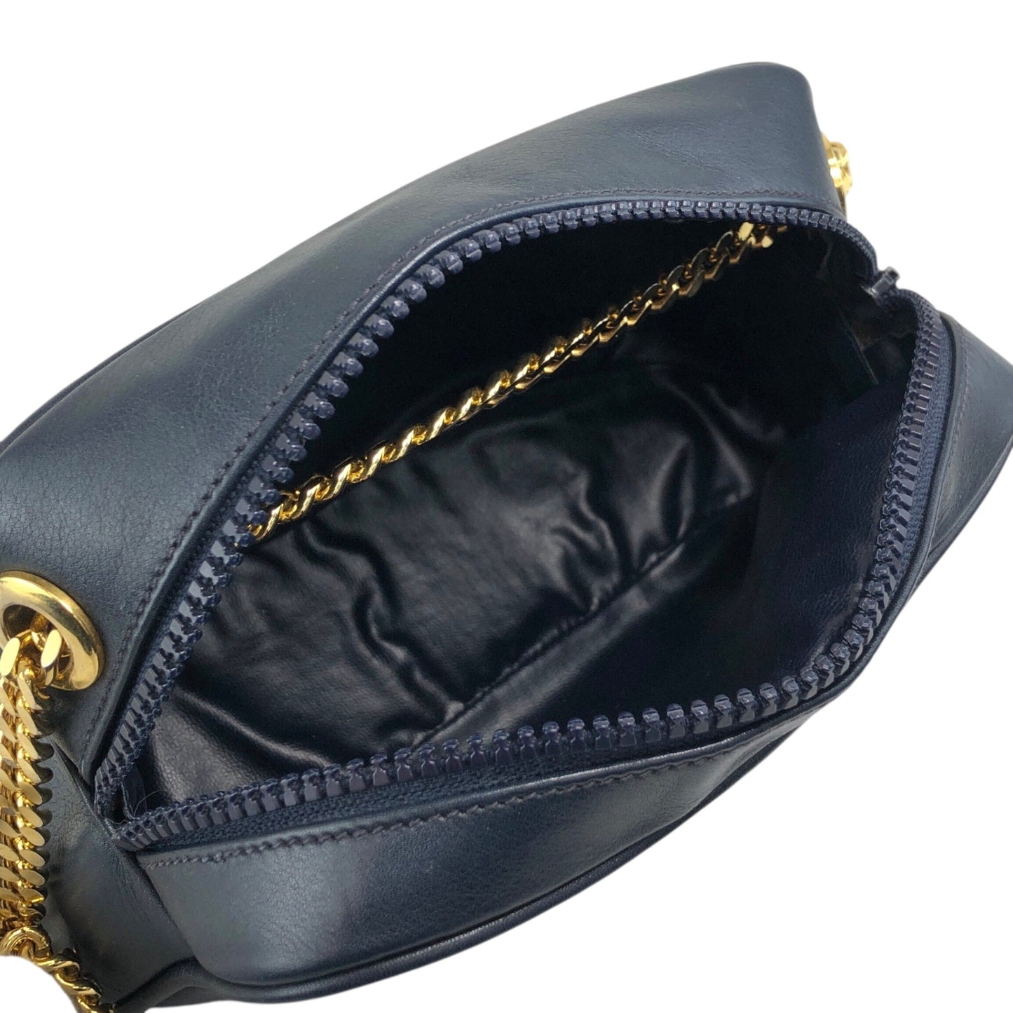 CELINE Triomphe Chain Shoulder bag Navy Vintage h4r6w8