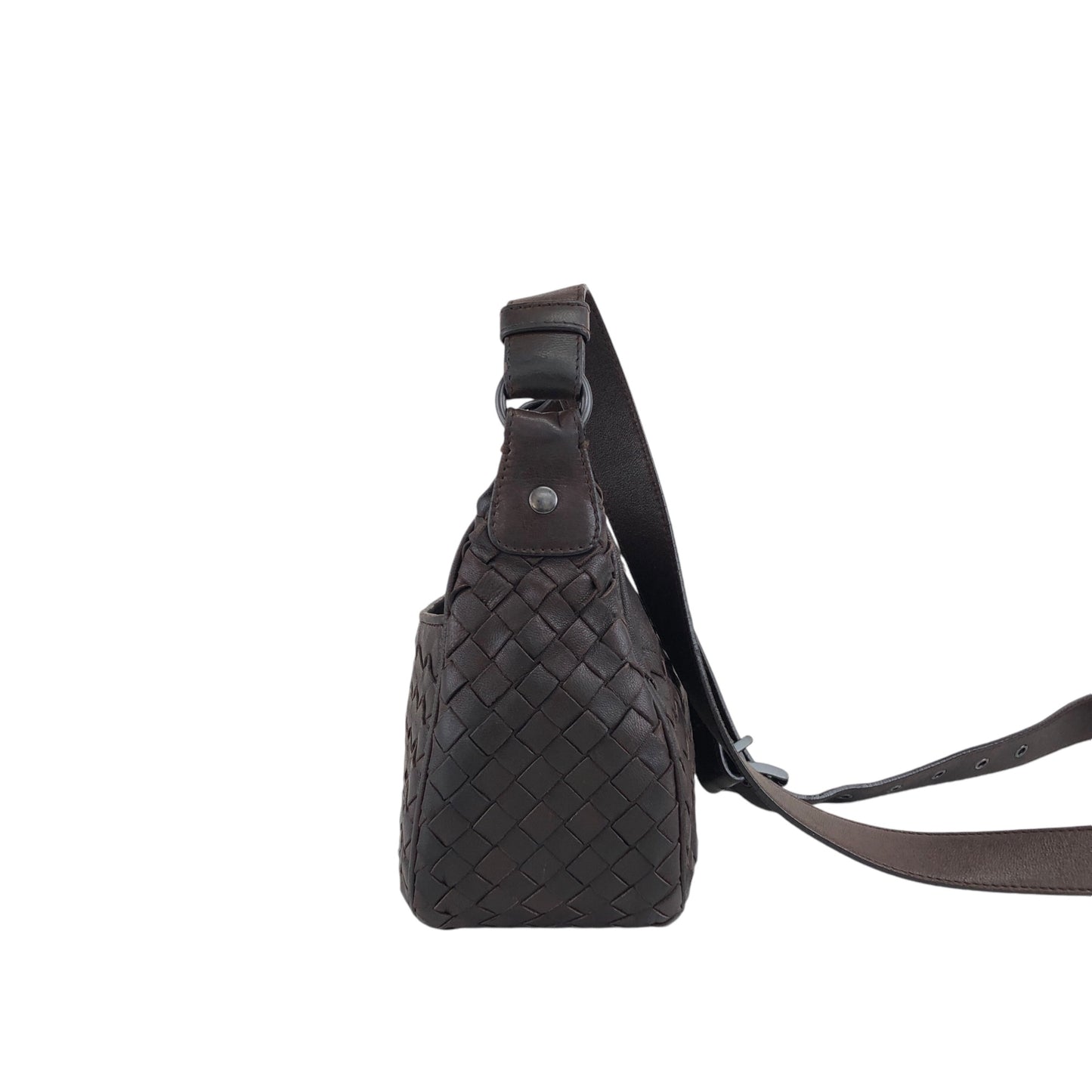 Bottega Veneta Intrecciato Crossbody Shoulder bag Brown Vintage erixfu