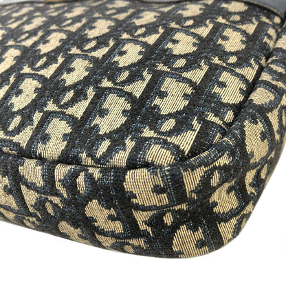 Christian Dior Trotter CD Logo 提花皮革單肩包 海軍藍 復古 gef6pa 