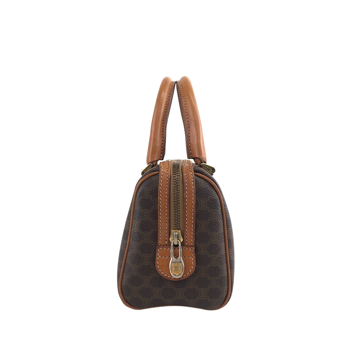 CELINE Macadam Two-way Handbag Shoulder bag Brown Vintage yxniiw