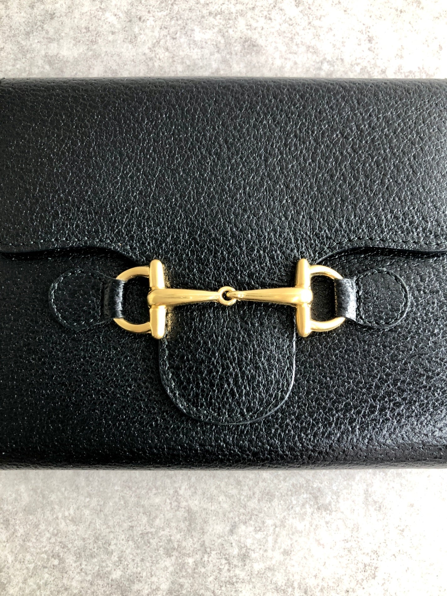 GUCCI Horse Bit Trifold Wallet Black Vintage xhjptb