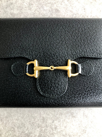 GUCCI Horse Bit Trifold Wallet Black Vintage xhjptb