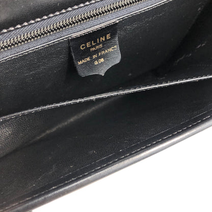 CELINE Triomphe 翻蓋皮革手提包 黑色復古 zgtbg6 