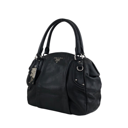 PRADA Logo Two-way Handbag Shoulder bag Black Vintage te623t