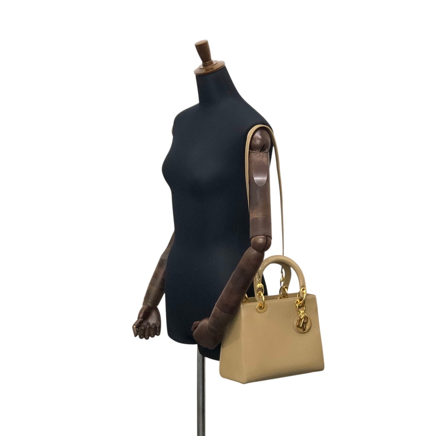 Christian Dior Lady Dior Logo Charm Two-way Handbag Shoulder bag Beige Vintage yj55s3