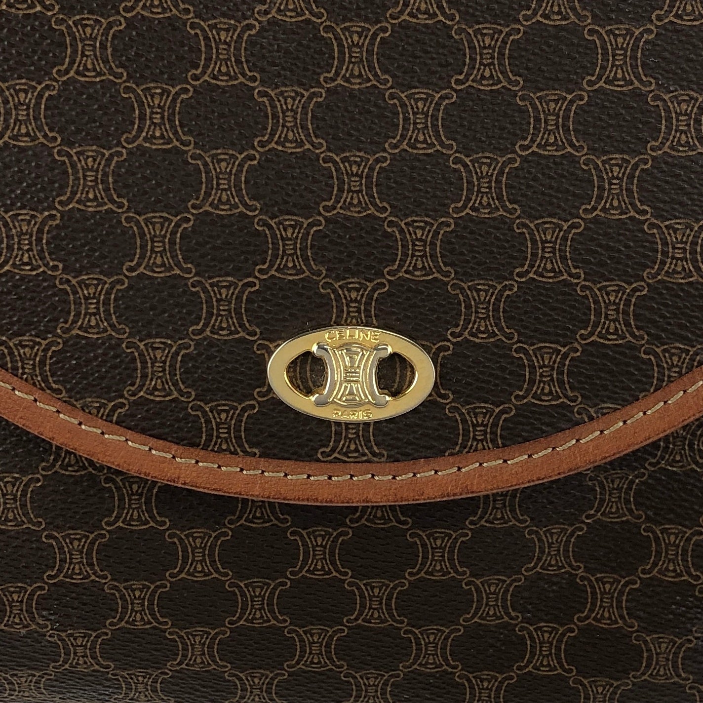 CELINE Macadam Blason Shoulder bag Brown Vintage a4uyd7