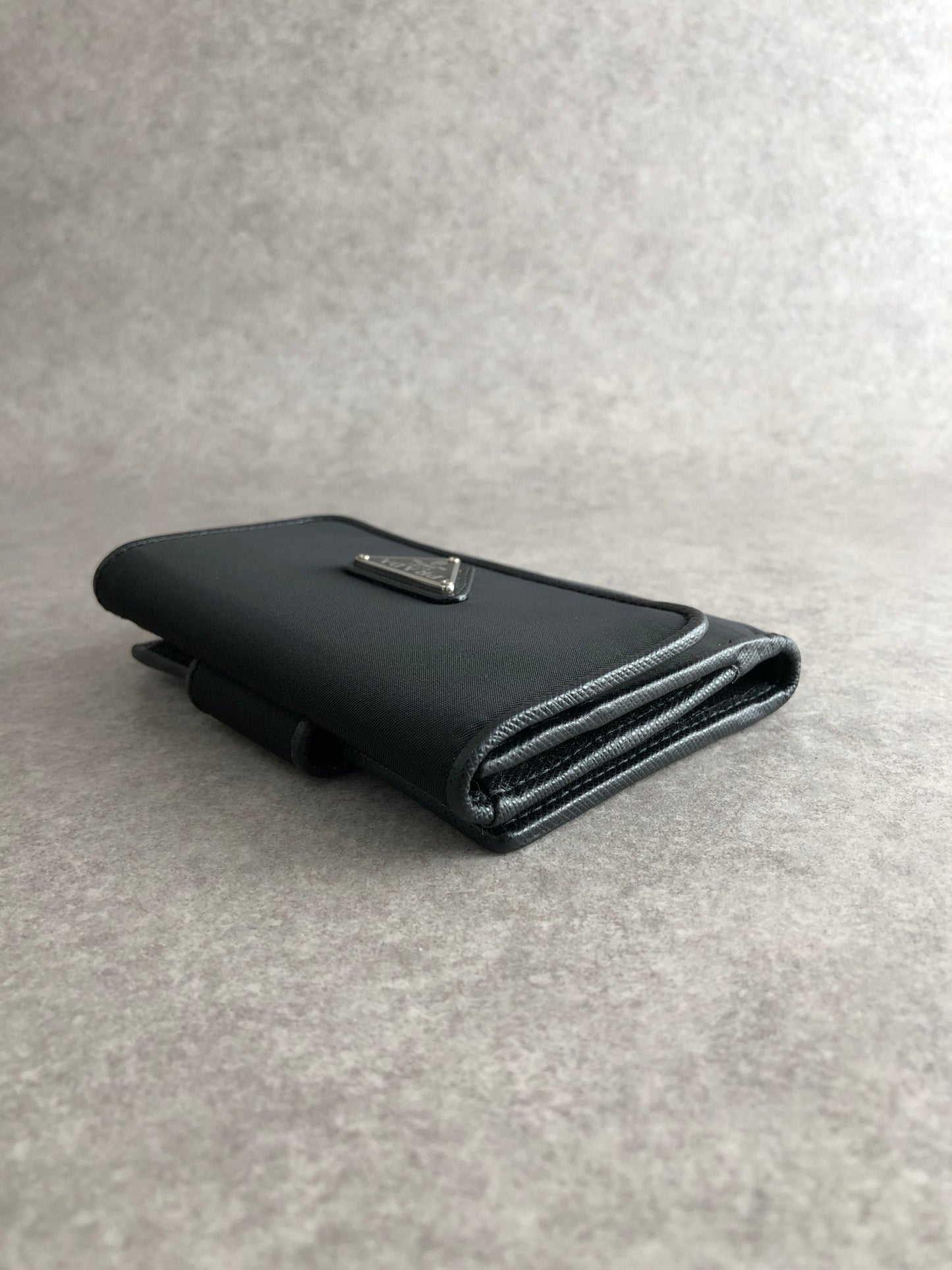 PRADA Tessuto Triangle Logo Folded Wallet Black Vintage bg5sit