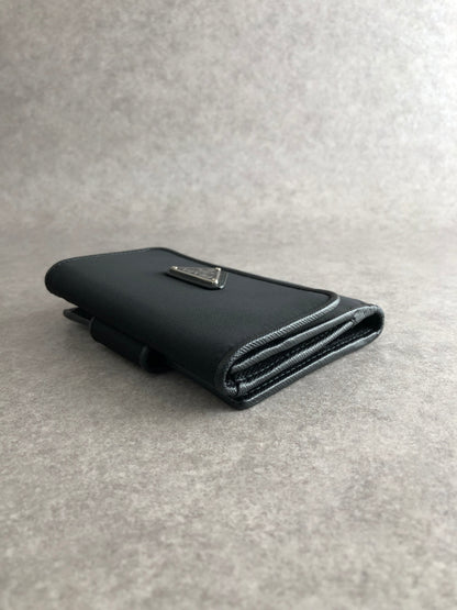 PRADA Tessuto Triangle Logo Folded Wallet Black Vintage bg5sit