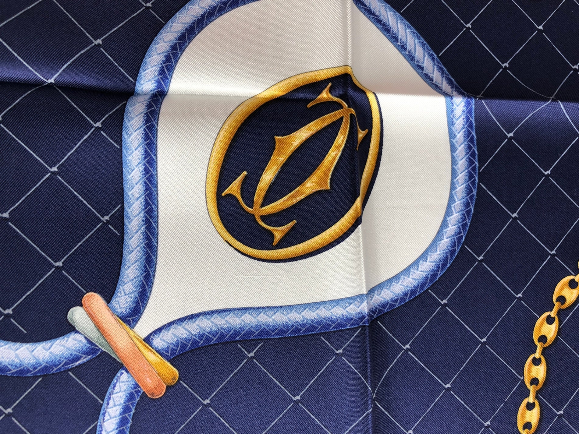 Cartier SILK Scarf Navy Vintage c4tyjs – VintageShop solo