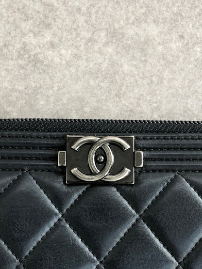 CHANEL Coco Mark Long Wallet Black Vintage 7y7jzs