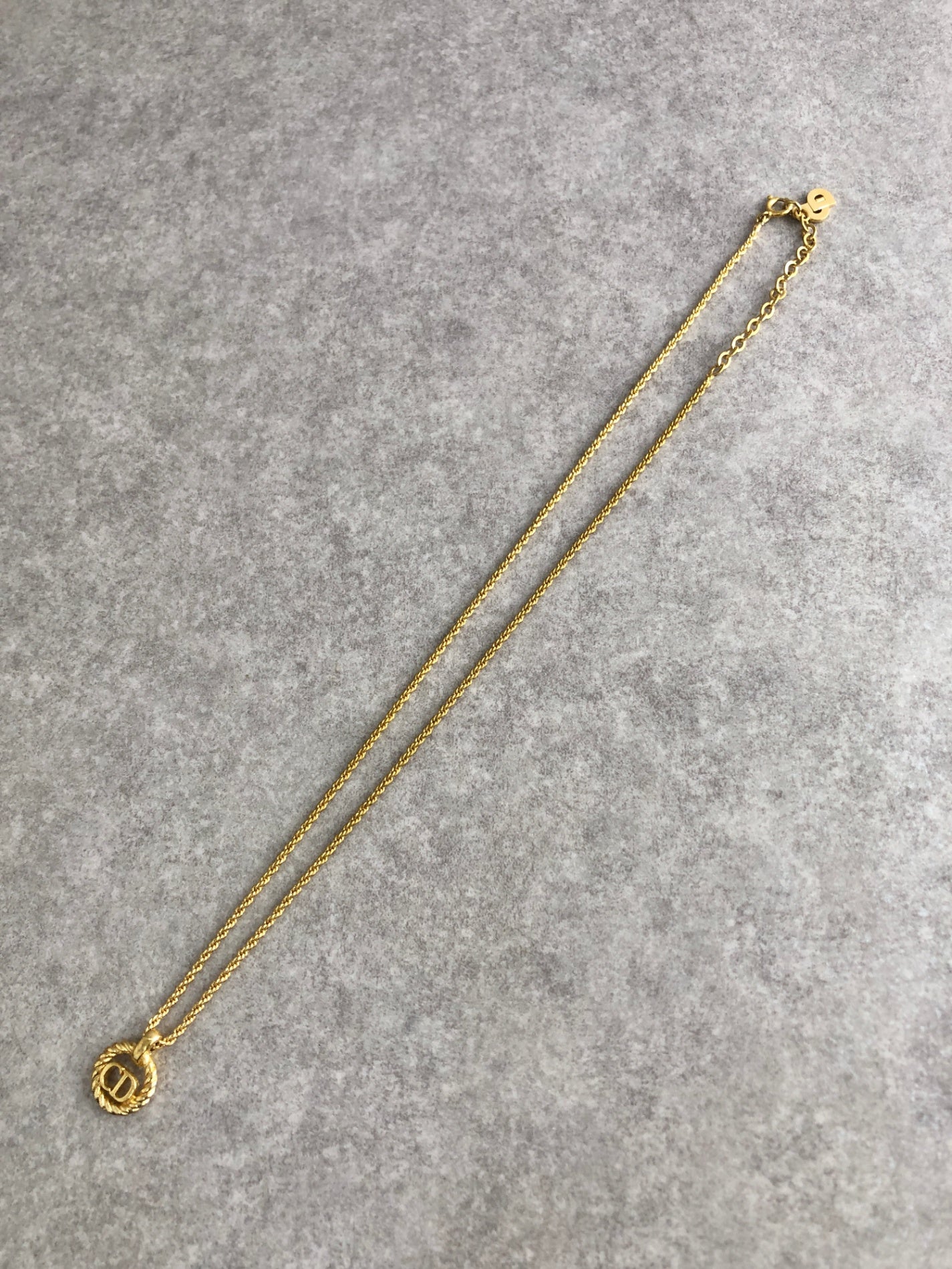 Christian Dior CD Logo Necklace Gold Vintage jcpe2j